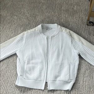 Women’s knit white bomber style cardigan